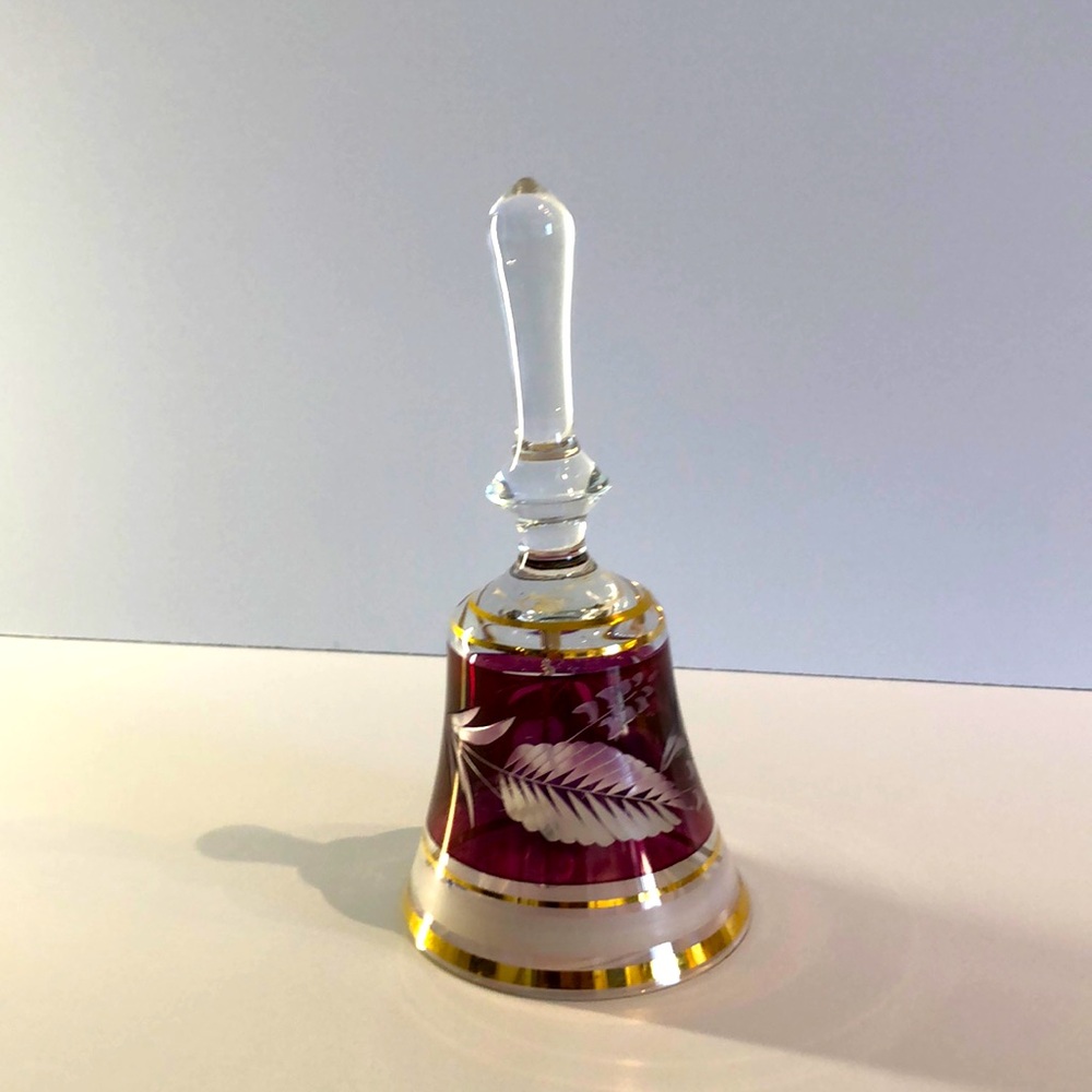 Victorian Cranberry Crystal Table Bell.